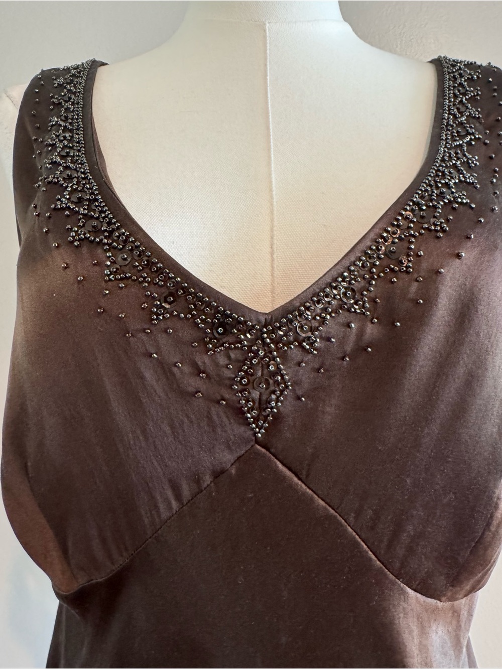Vintage Y2K 100% Silk Beaded Going Out Top Size 10 - Picture 7 of 10